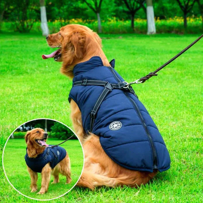Wasserdichte Winter-Hundejacke - Mit Sherpa-Fleece-Futter - Mit integriertem Geschirr - Ideal für die kalten Monate