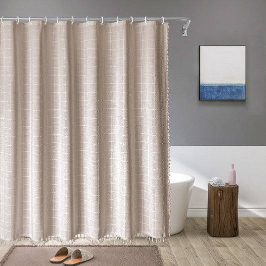 Wasserdichter Leinen-Duschvorhang im Boho-Farmhouse-Stil