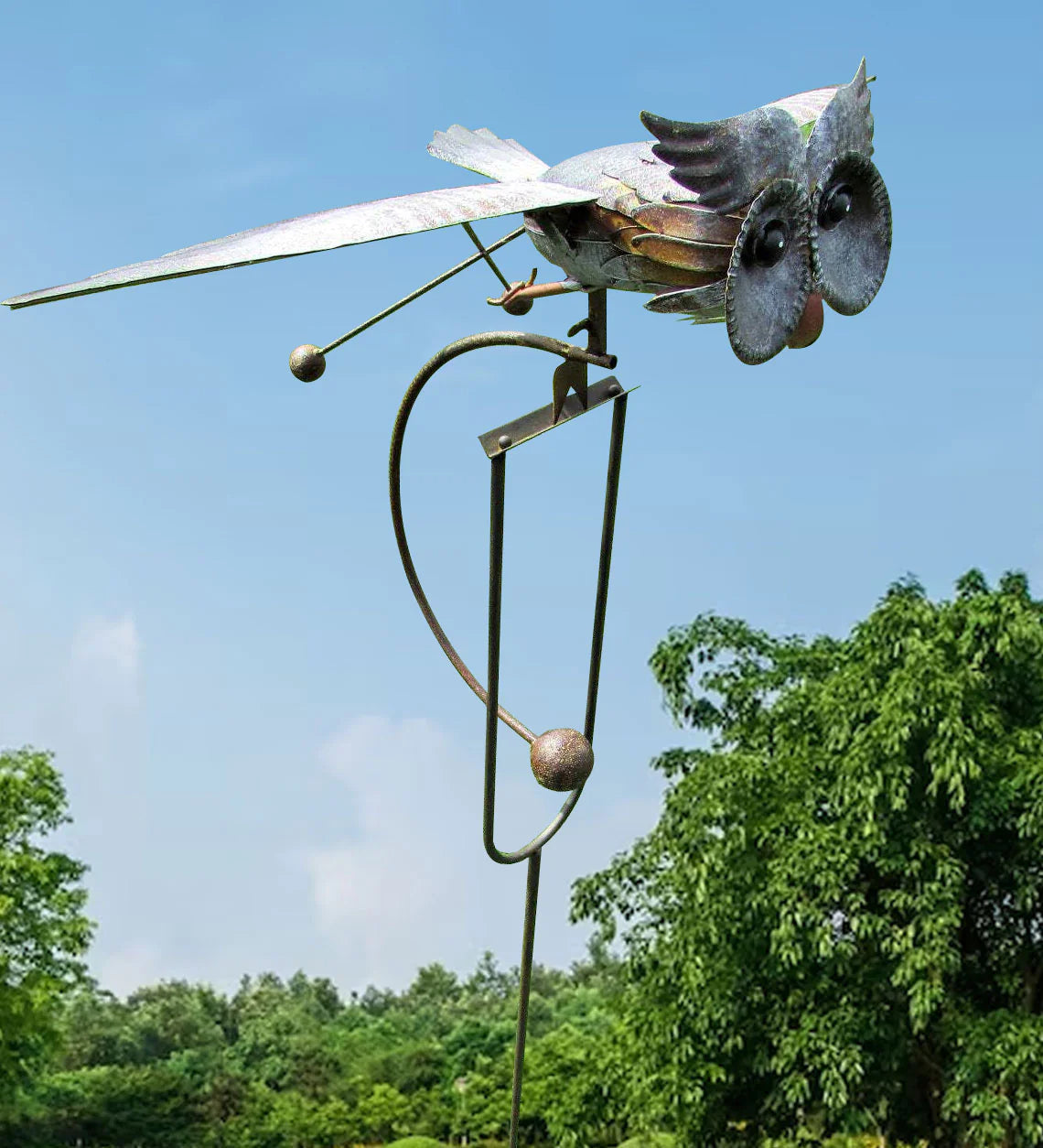 Vogel-Windspiel aus Metall – dekorative Gartenfigur