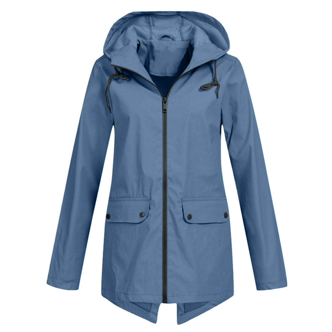 Wasserdichte Damen-Übergangsjacke mit Kapuze und Reissverschluss