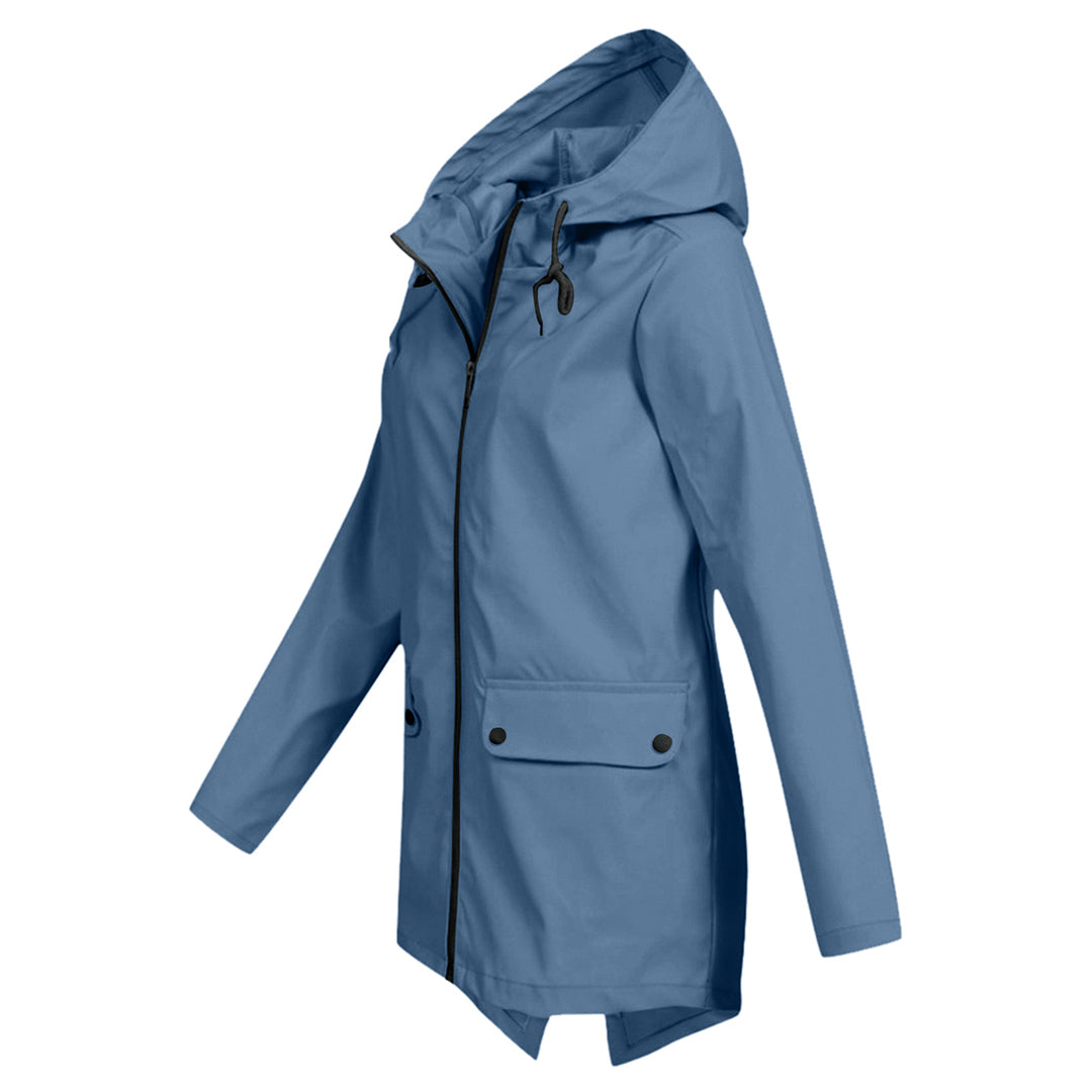 Wasserdichte Damen-Übergangsjacke mit Kapuze und Reissverschluss