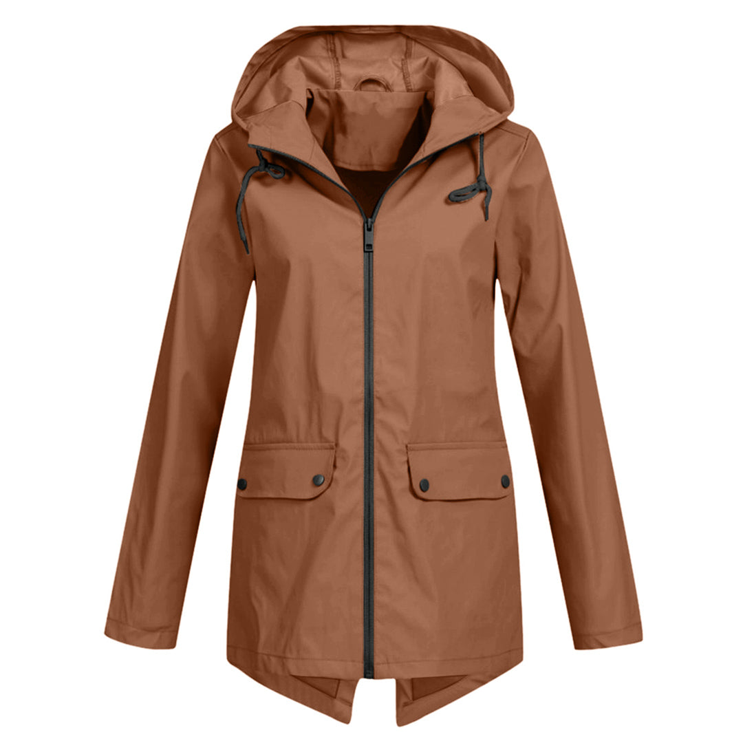Wasserdichte Damen-Übergangsjacke mit Kapuze und Reissverschluss