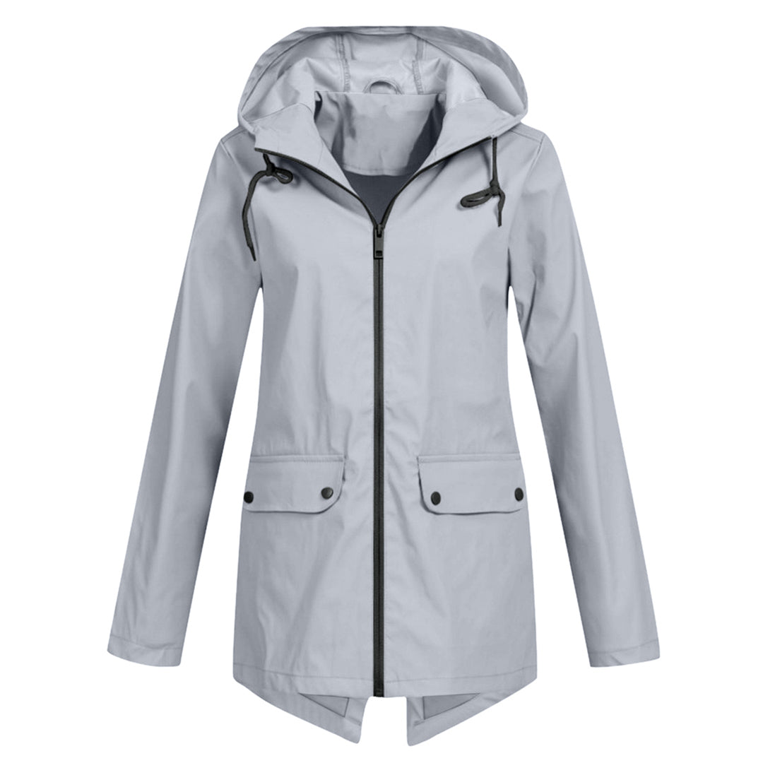Wasserdichte Damen-Übergangsjacke mit Kapuze und Reissverschluss