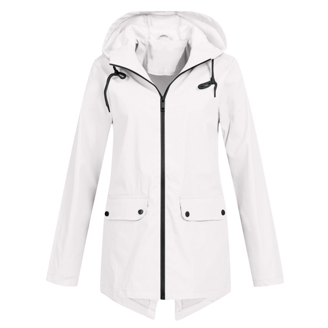 Wasserdichte Damen-Übergangsjacke mit Kapuze und Reissverschluss