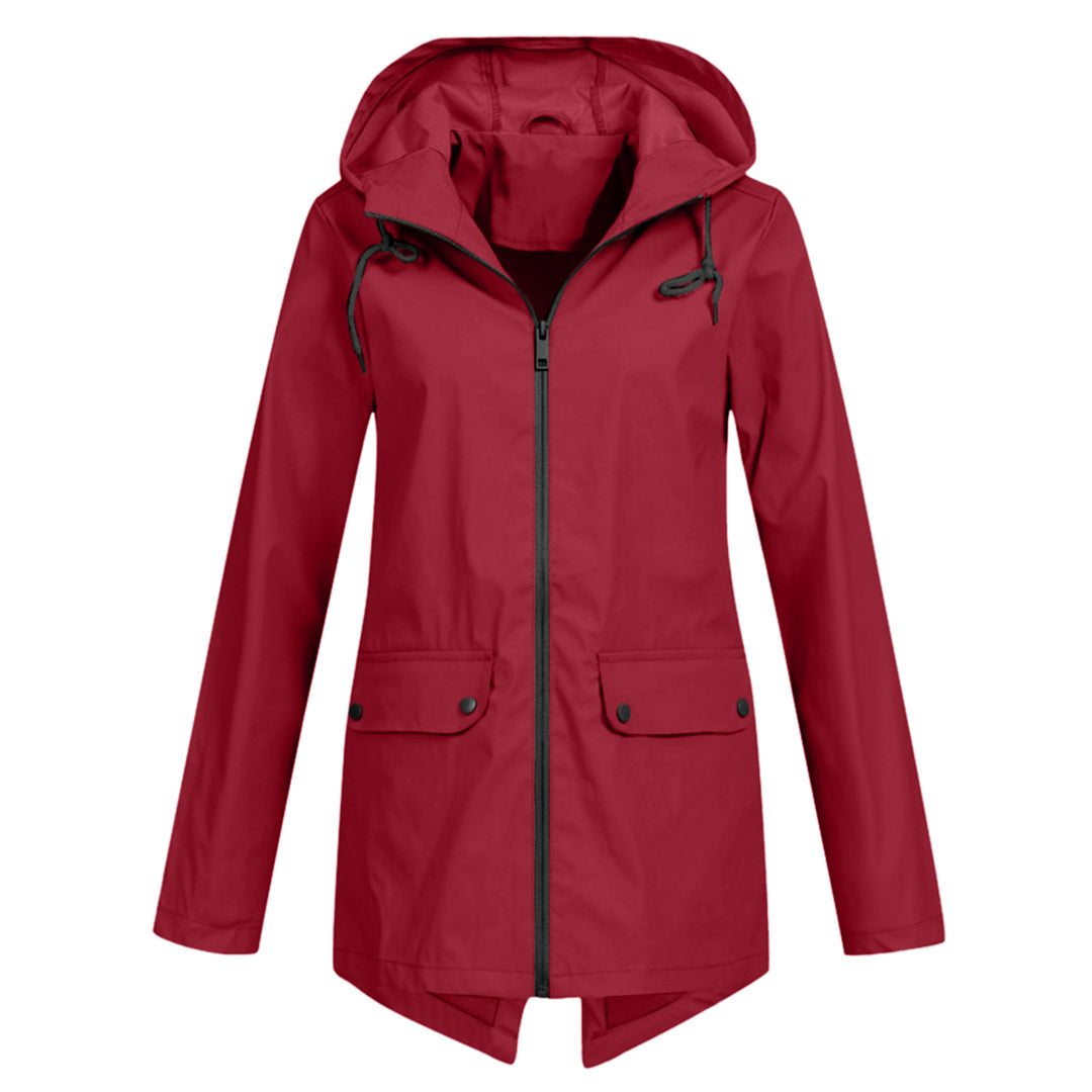 Wasserdichte Damen-Übergangsjacke mit Kapuze und Reissverschluss