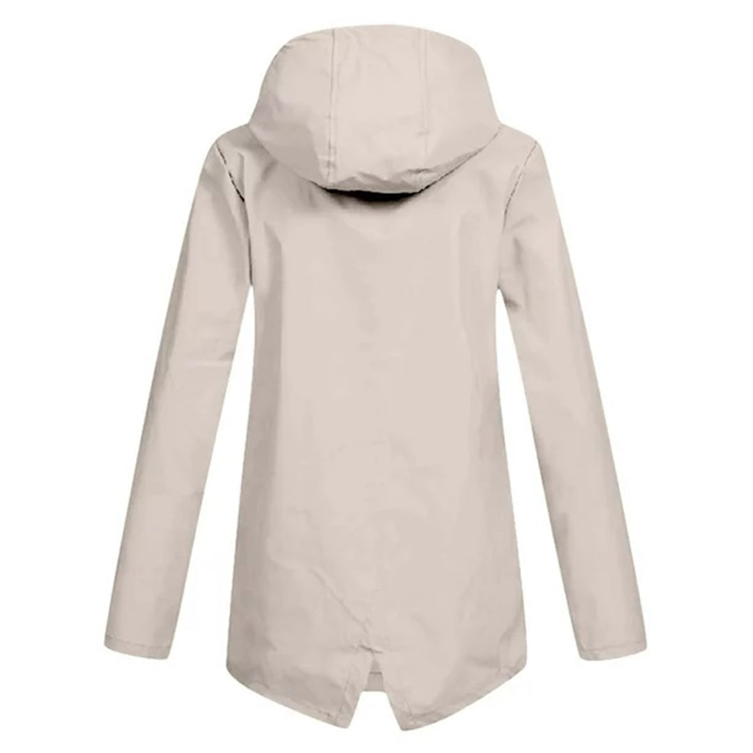 Wasserdichte Damen-Übergangsjacke mit Kapuze und Reissverschluss