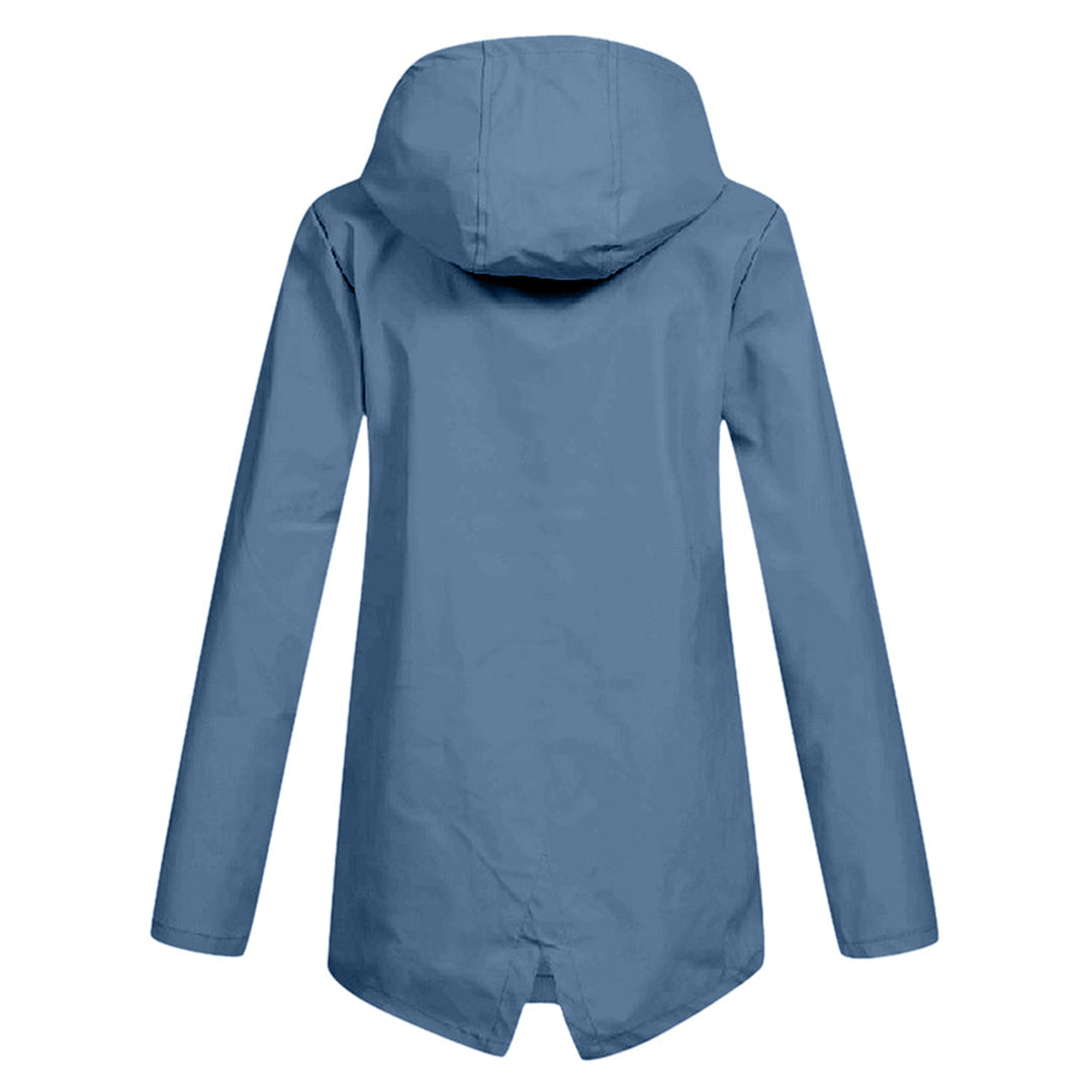 Wasserdichte Damen-Übergangsjacke mit Kapuze und Reissverschluss