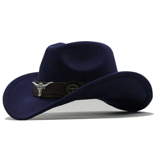 Western Filzhut mit Stierkopf-Schnalle