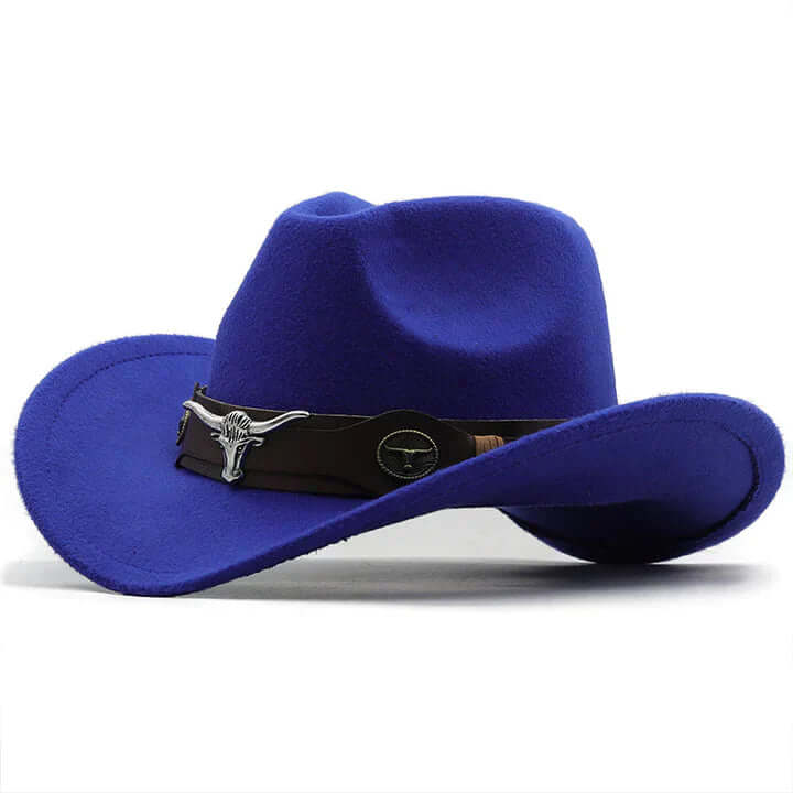 Western Filzhut mit Stierkopf-Schnalle