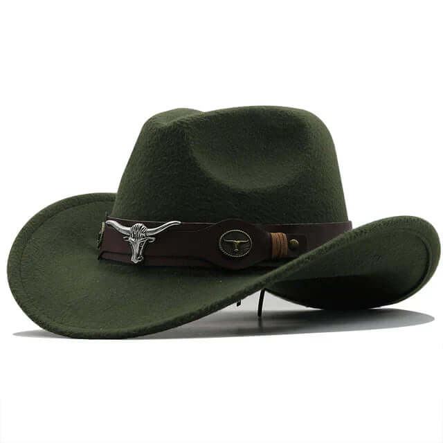 Western Filzhut mit Stierkopf-Schnalle