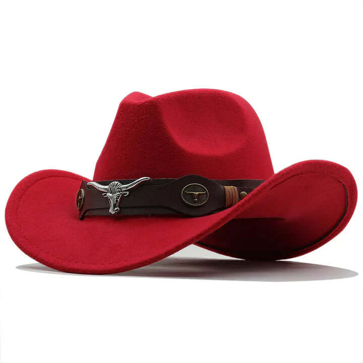 Western Filzhut mit Stierkopf-Schnalle