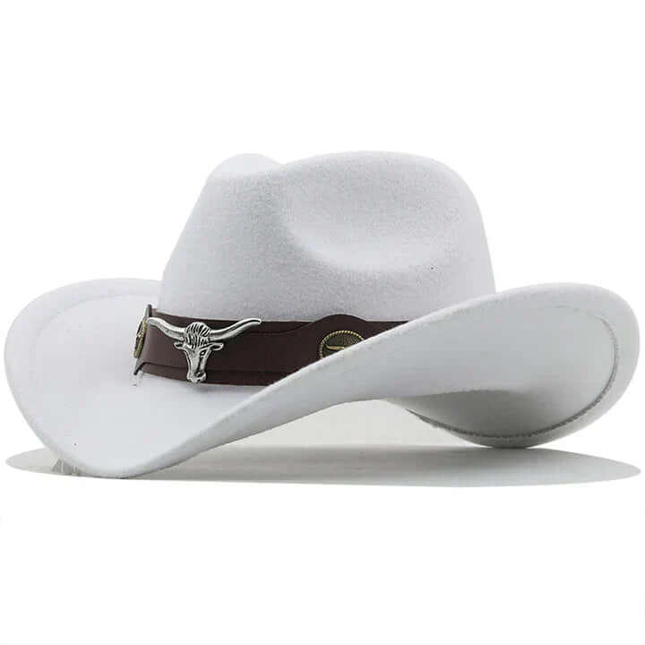 Western Filzhut mit Stierkopf-Schnalle