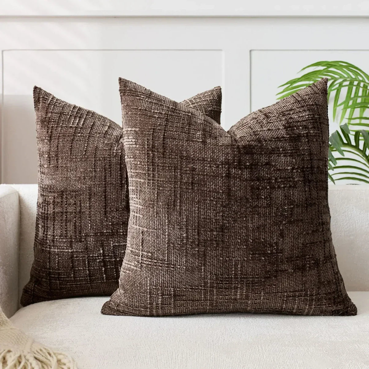 Chenille-Sofakissenbezug – Weiche, einfarbige Oberfläche | Elegante Dekoration für Wohnzimmer und Schlafzimmer
