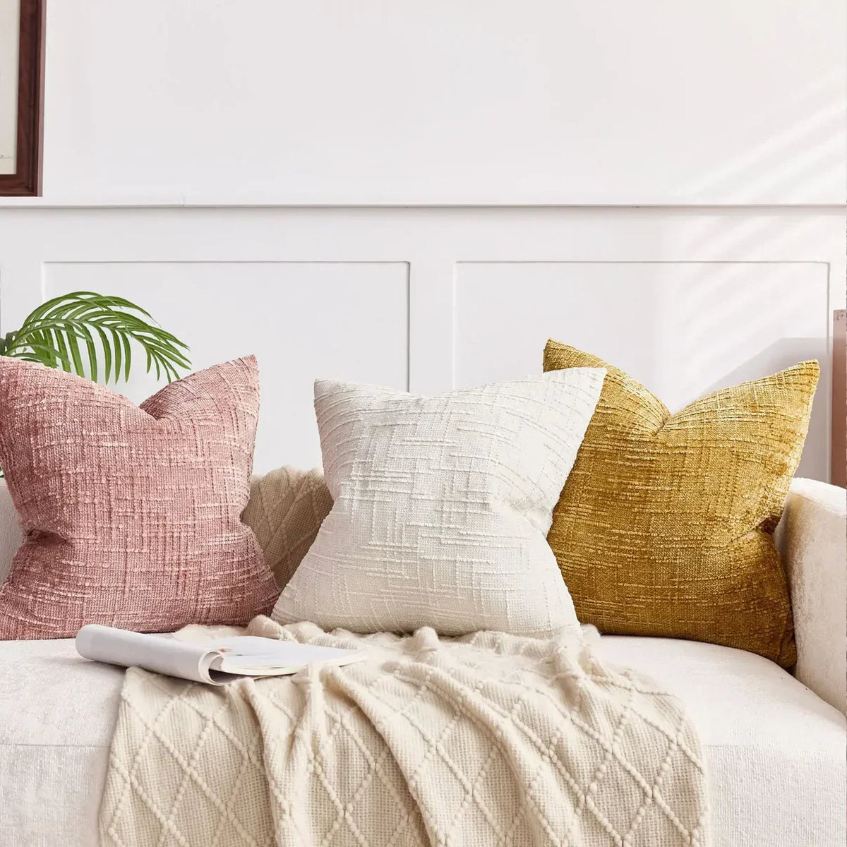 Chenille-Sofakissenbezug – Weiche, einfarbige Oberfläche | Elegante Dekoration für Wohnzimmer und Schlafzimmer